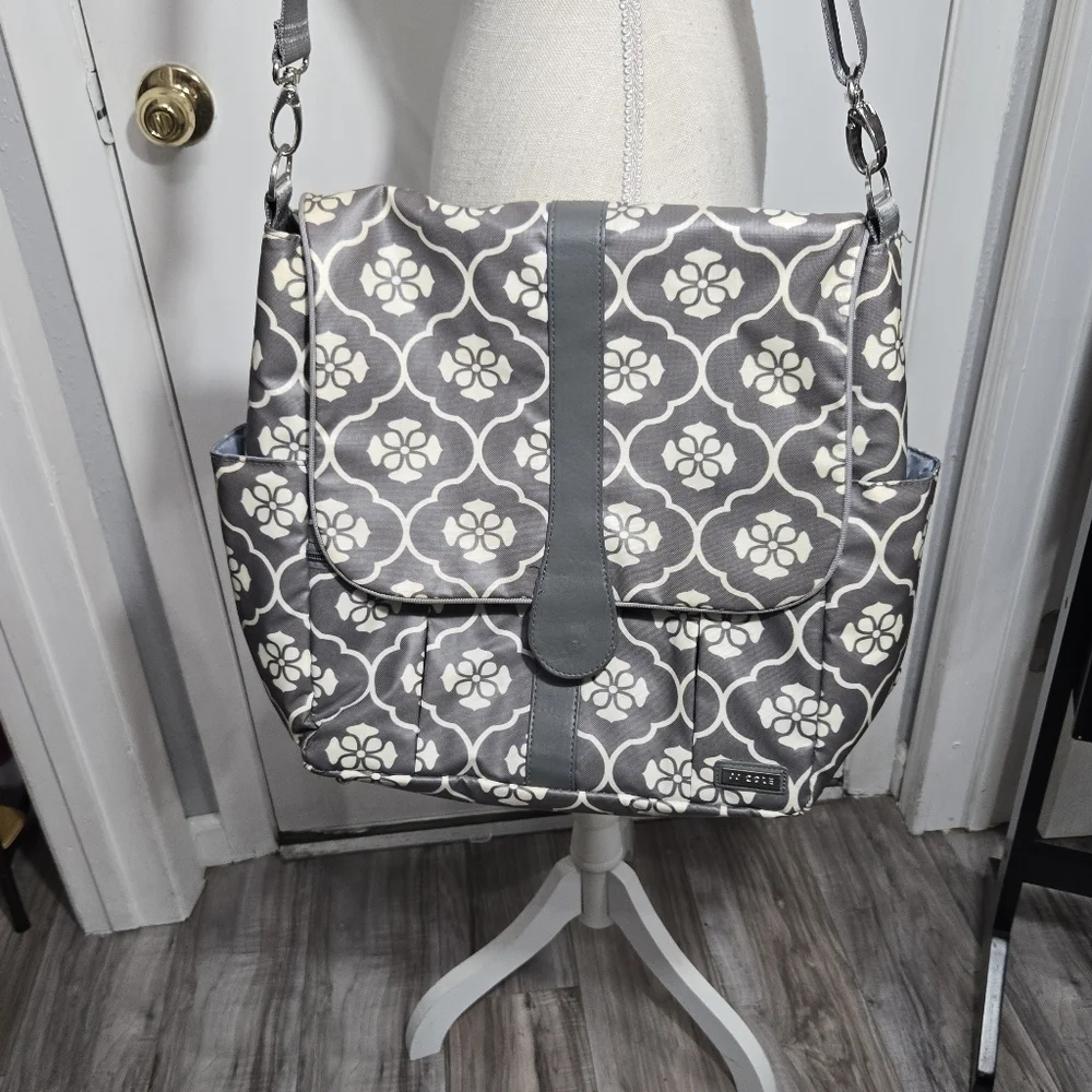 JJ Cole Backpack Diaper Bag, Gray Floret